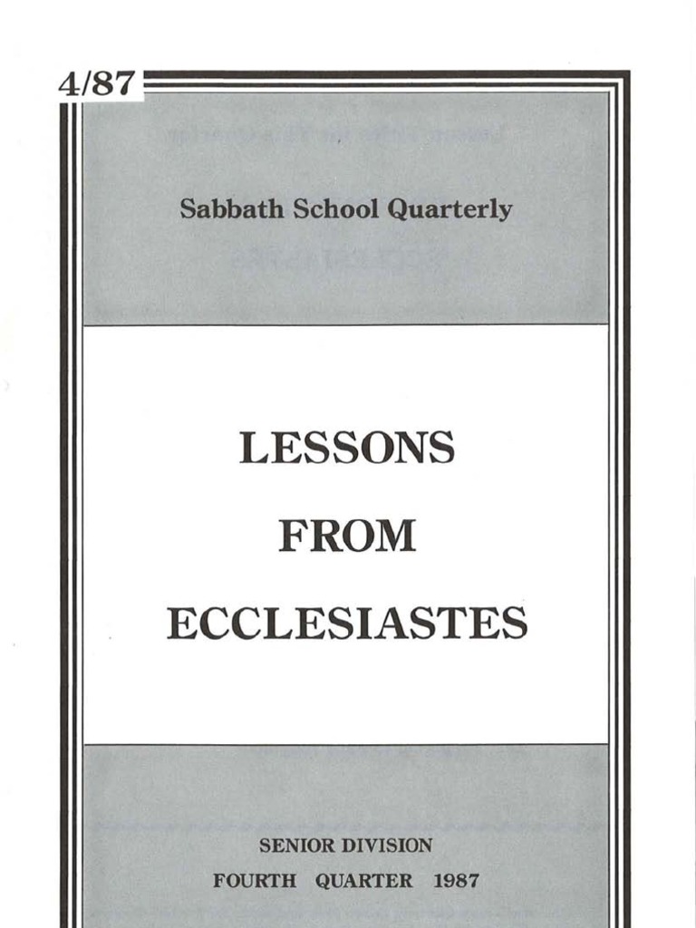 Lessons Sabbath School Quarterly PDF Ecclesiastes