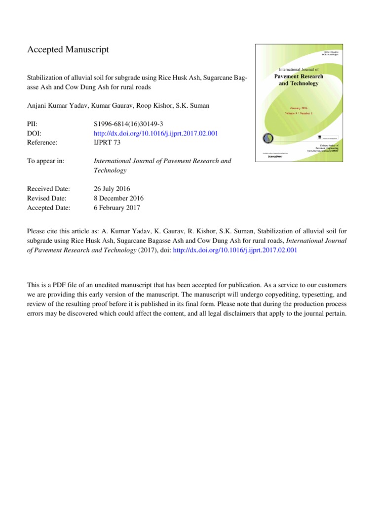 Alluvial Soil Stabilization with Ashes | PDF | Fly Ash | Soil