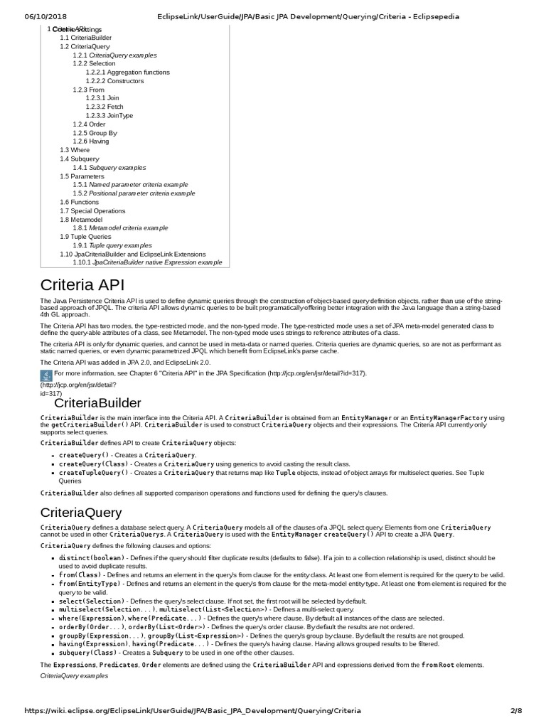 Criteria Api: Criteriabuilder | PDF | Class (Computer Programming ...