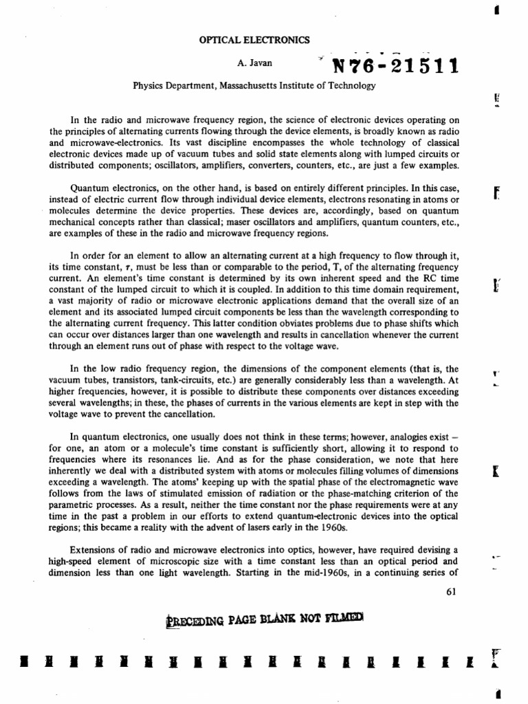 Optical Electronics PDF Microwave Electric Current