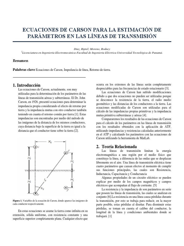 Ecuaciones de Carson en Líneas de Transmisión | PDF | Línea de ...