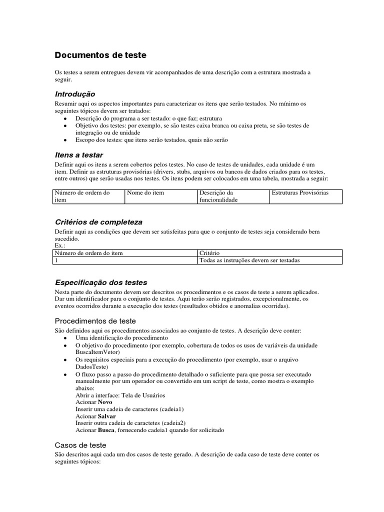 Documentos de Teste | PDF | Interface de usuário | Engenharia da Computação