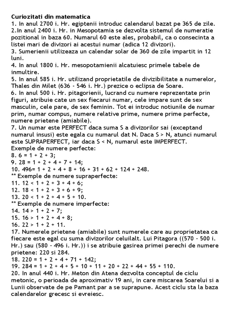 Curiozitati Din Matematica | PDF