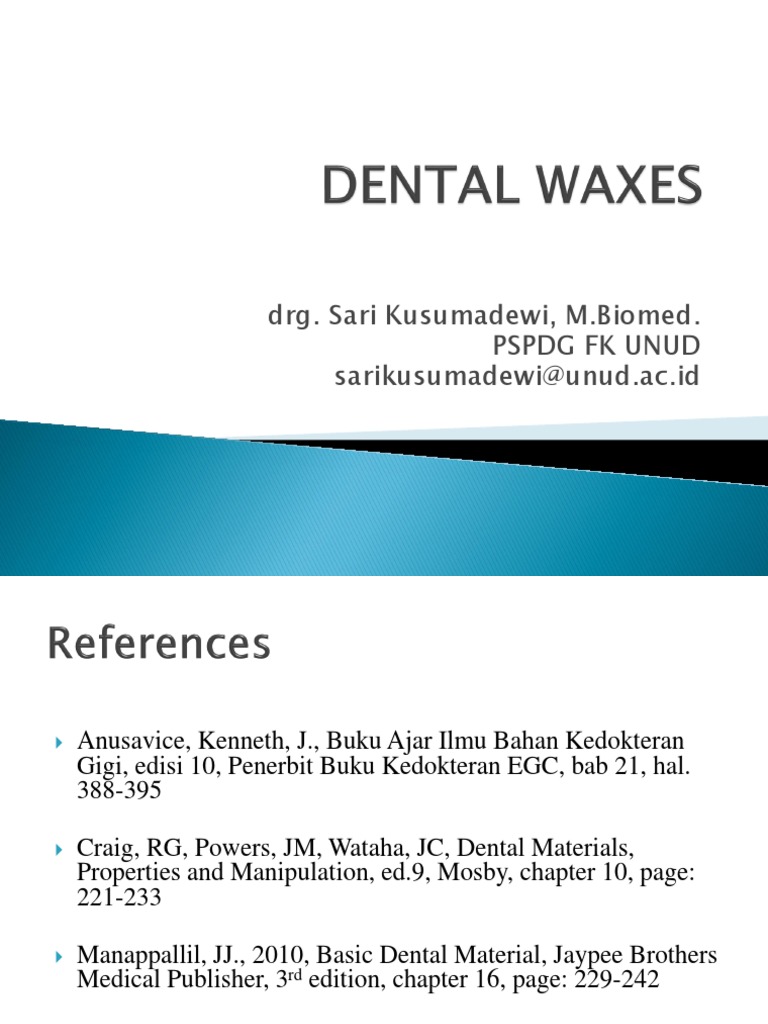 Classification and Properties of Dental Waxes PDF Wax Thermal