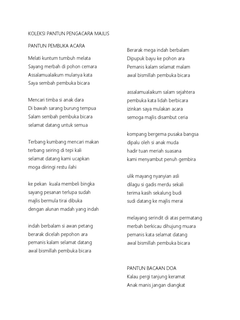 Koleksi Pantun Pengacara Majlis  PDF