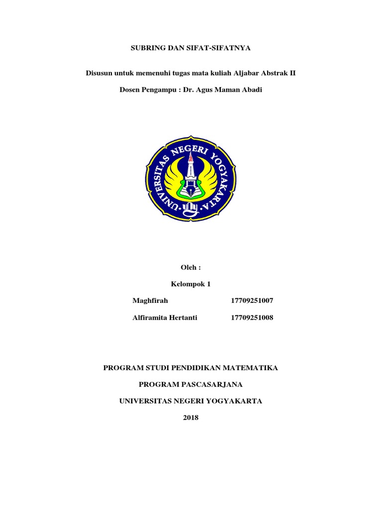 Sifat dan Contoh Subring dalam Aljabar | PDF