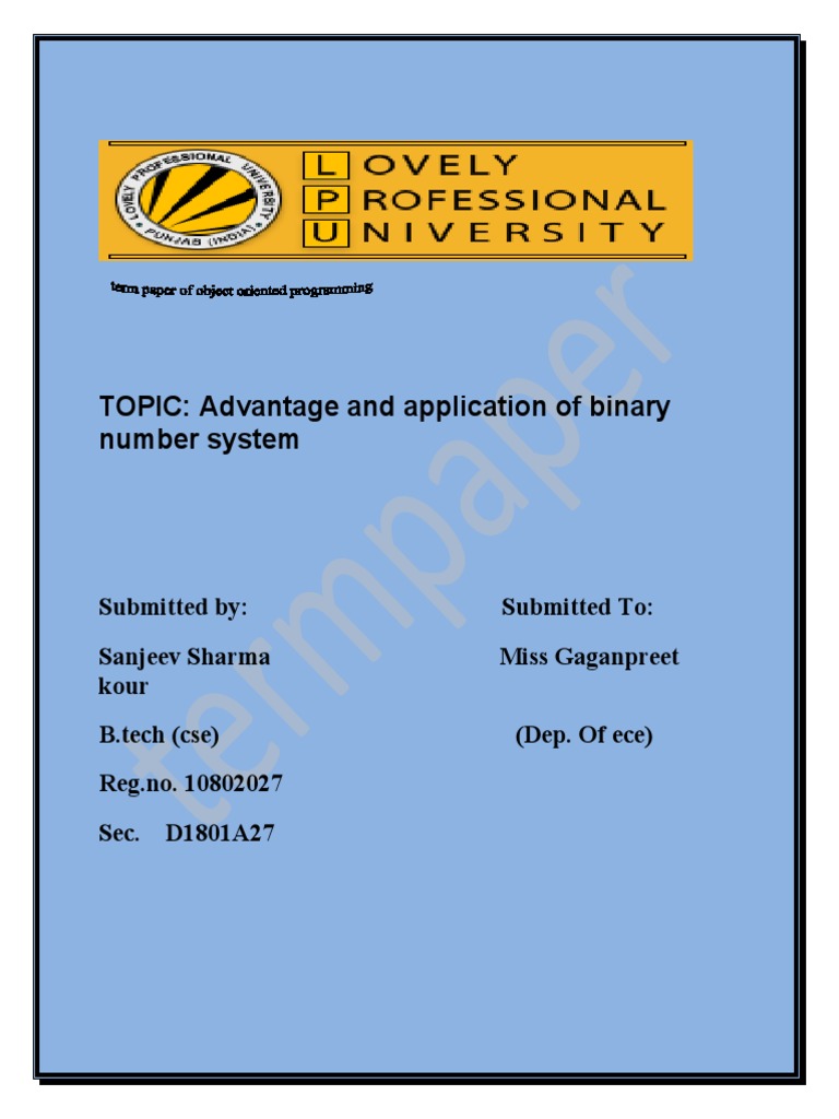 Applications of the Binary System | PDF | Numbers | Bit