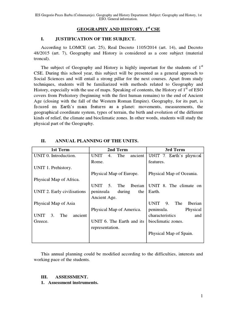 Geography & History 1st ESO Guide | PDF | Geography | Test (Assessment)