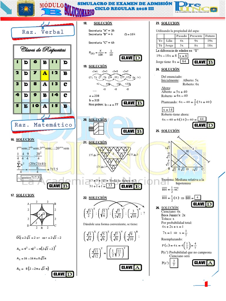 Simulacro Examen Admisión UNC 2018 III | PDF | Deportes