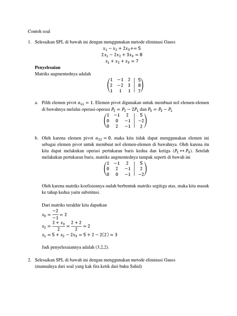 Yuk Mojok!: Contoh Soal Eliminasi Gauss 3X3
