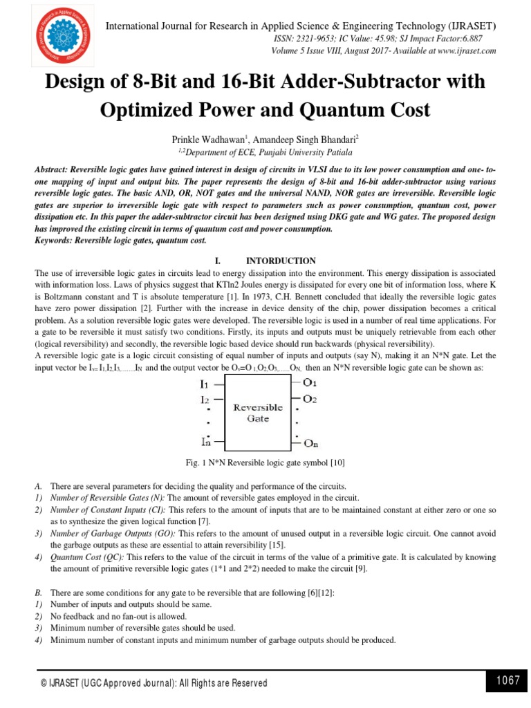 Design of 8-Bit and 16-Bit Adder-Subtractor With Optimized Power and ...