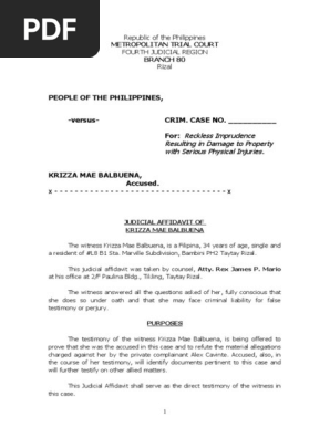 Judicial Affidavit Accused