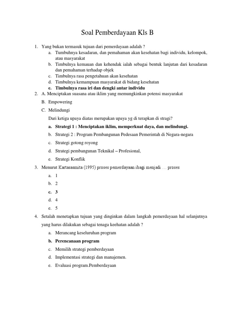 Soal Pemberdayaan
