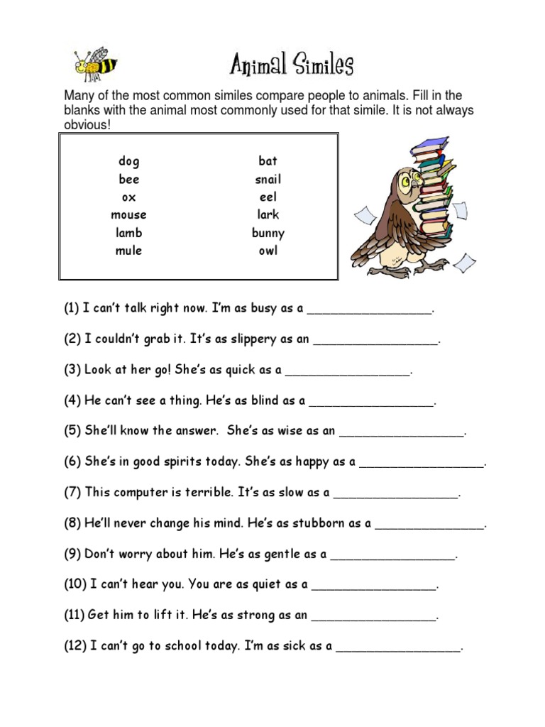 Animals Similes | PDF | Self-Improvement