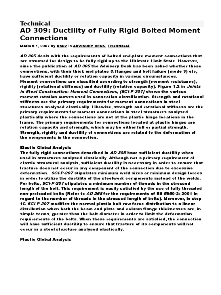 Ductility of Fully Rigid Bolted Moment Connections | PDF | Deformation ...