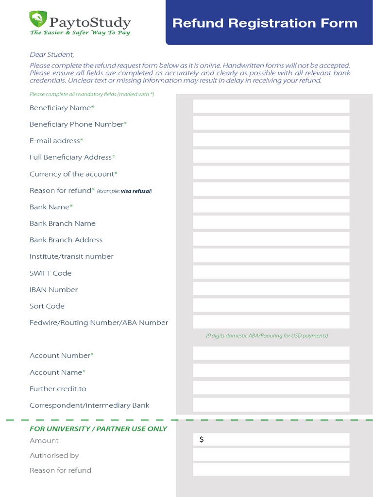 Student Refund Request Form | PDF