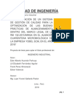 N° 4 Implementación SGC para Optimización de Las BPA en El Almacén Cuarentena Microbiológico de Yobel SCM