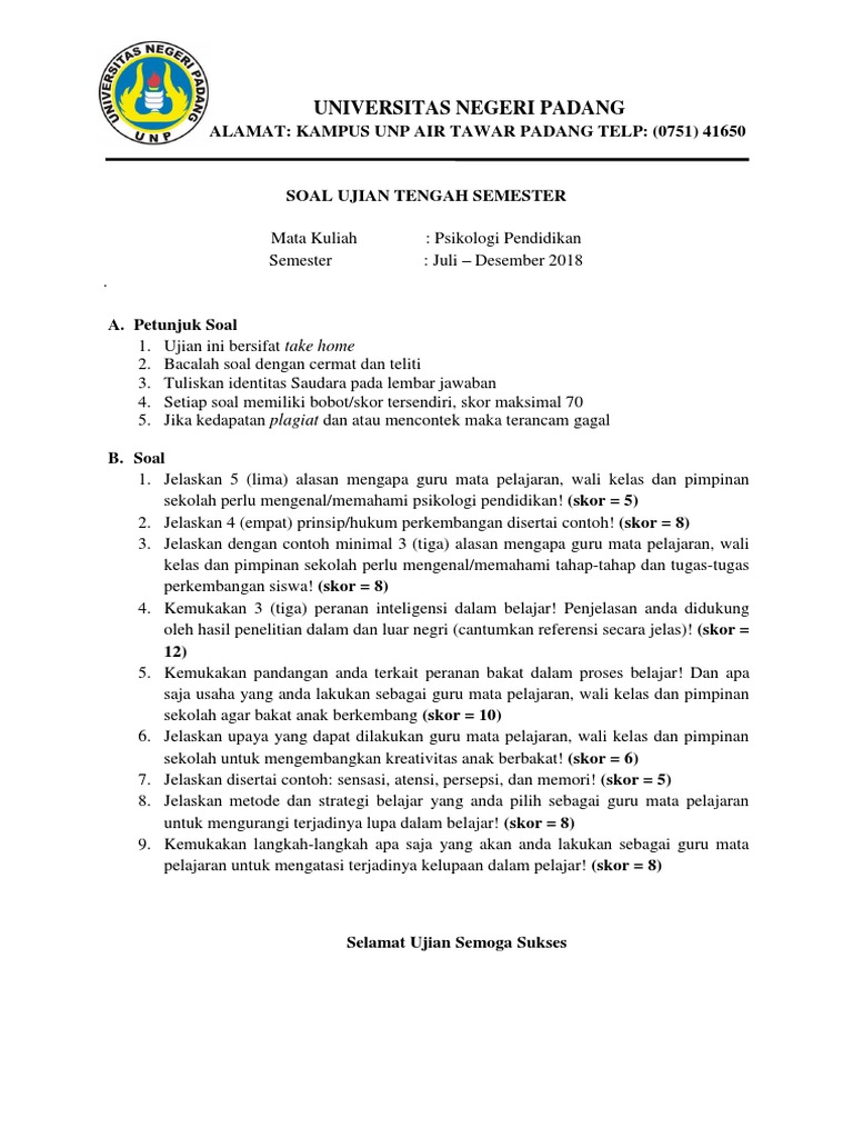 Contoh Soal Uts Kampus Guru Paud