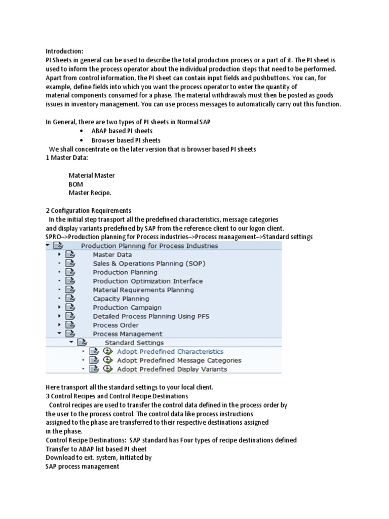 Understanding PI Sheets in SAP PP | PDF | Database Transaction | Simulation