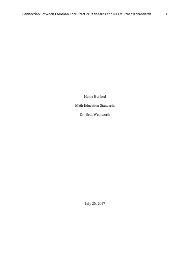 Connection between common core practice standards and nctm process