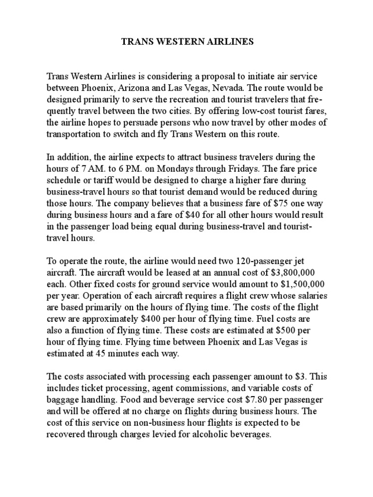 Trans Western Airlines PDF Airlines Industries