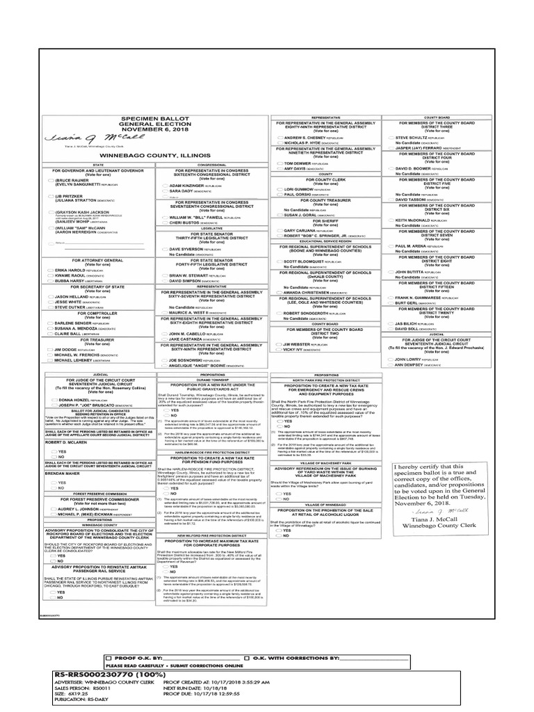 Winnebago County sample ballot