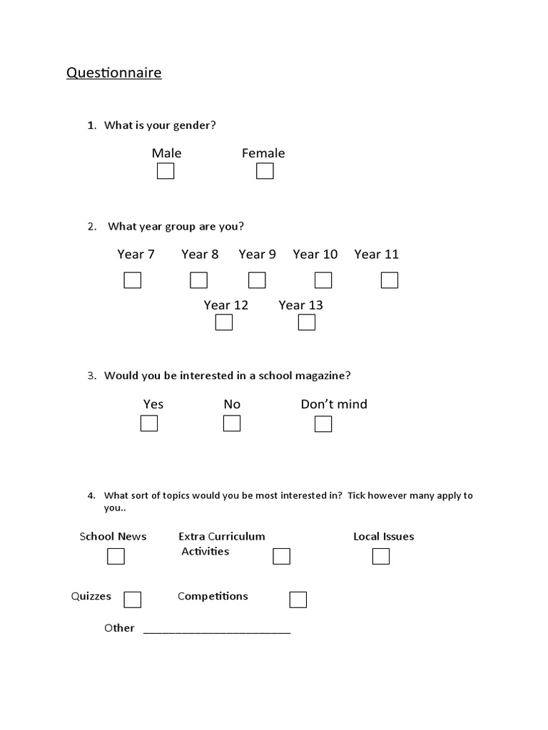 Questionnaire | PDF