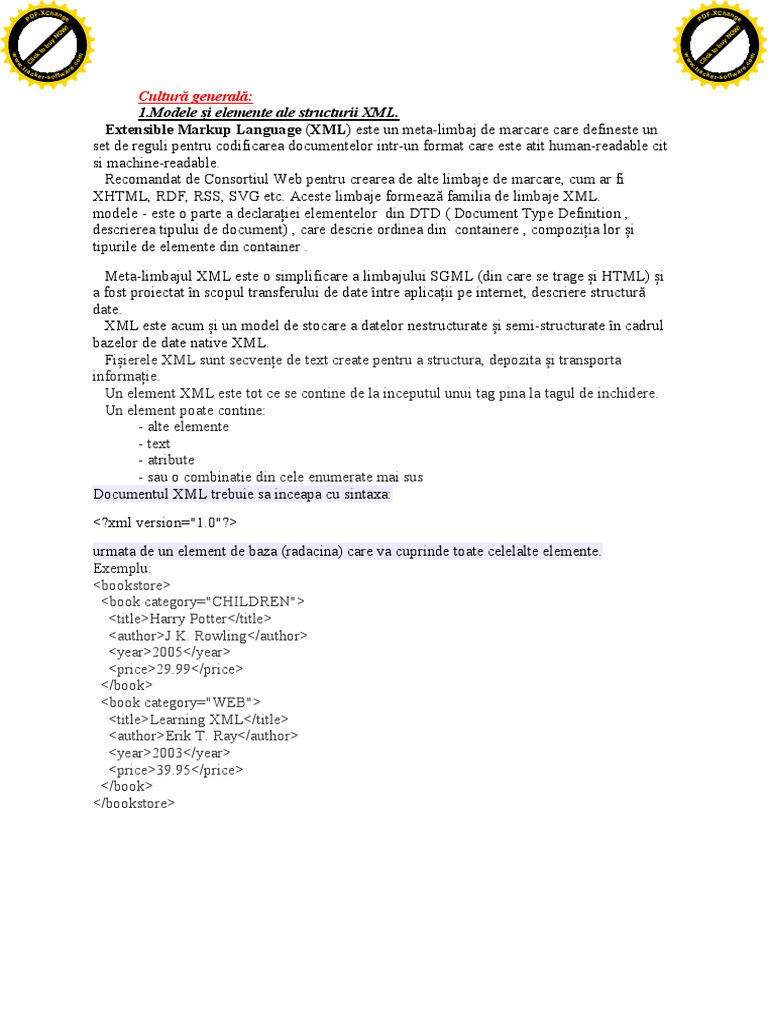 Ghid XML și Programare API | PDF
