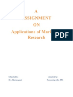 A Assignment ON Applications of Marketing Research