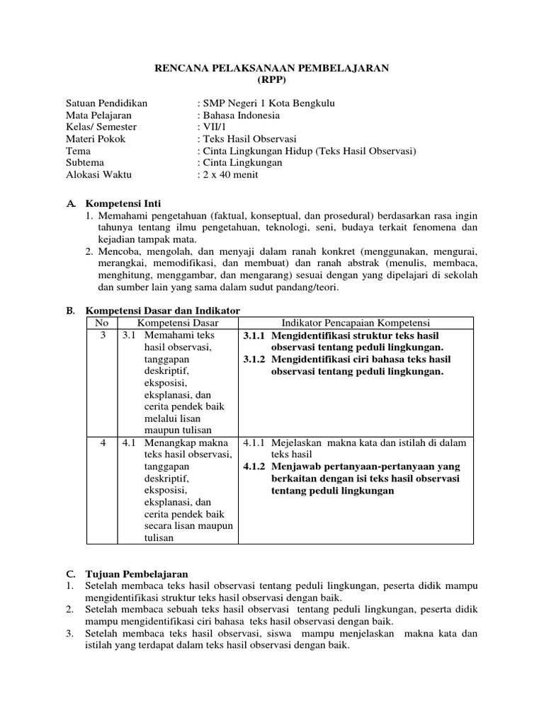 RPP Cinta Lingkungan 1