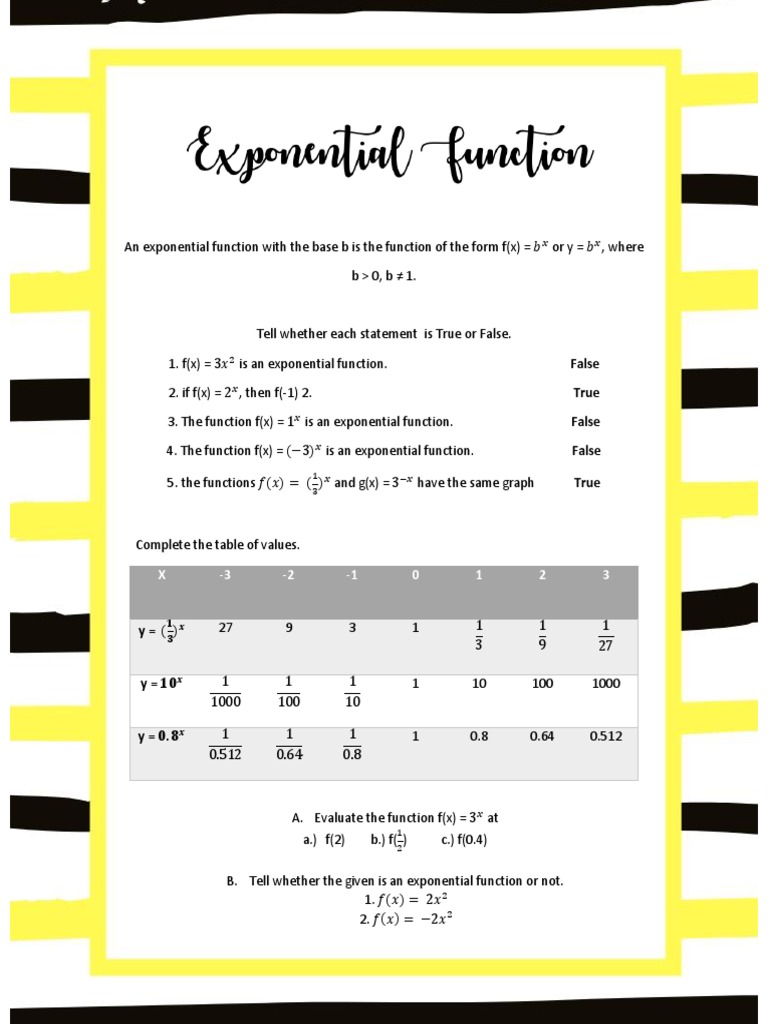 Exponential Function | PDF | Exponential Function | Inequality ...
