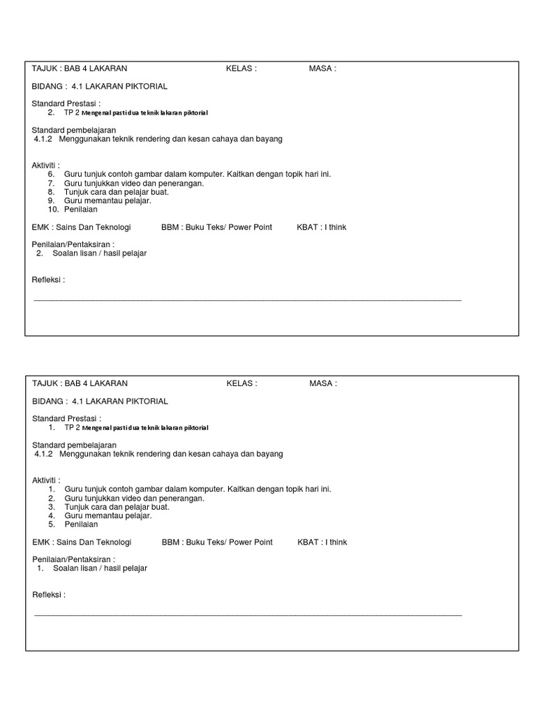 Teknik Rendering RBT Tingkatan 1 | PDF
