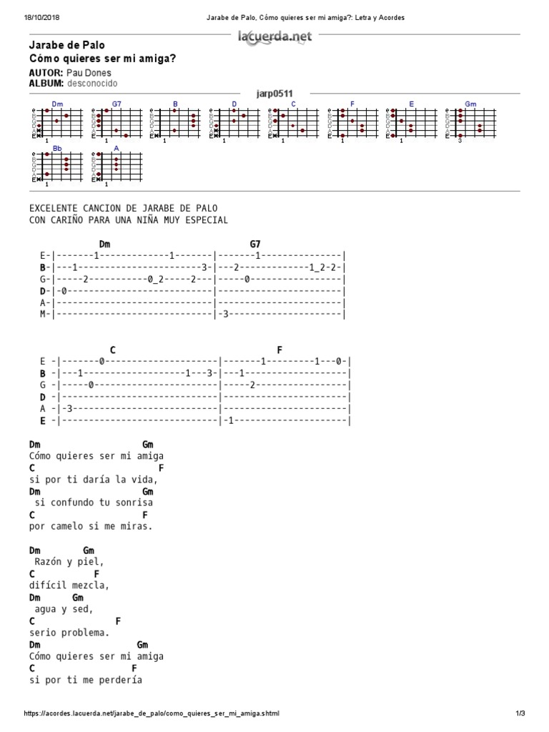 Jarabe De Palo Como Quieres Ser Mi Amiga Letra Y Acordes Musica Grabada Ocio