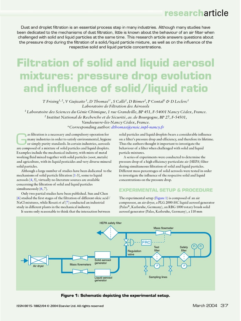 Filtration of Solid and Liquid Aerosol Mixtures: Pressure Drop ...