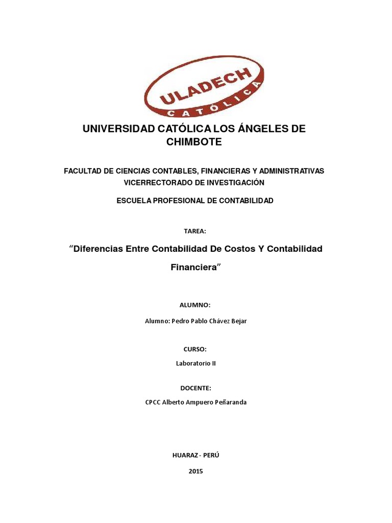Diferencias Entre Contabilidad de Costos Y Contabilidad Financiera ...