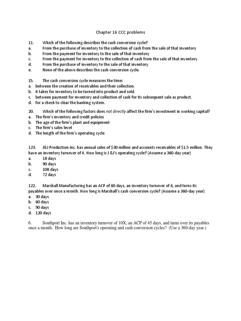 Chapter 16 CCC Problems | PDF | Inventory | Revenue