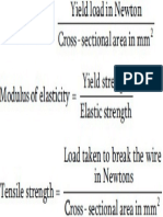 Yield Strength, Modulus of Elasticity, Tensile Strength Formulas