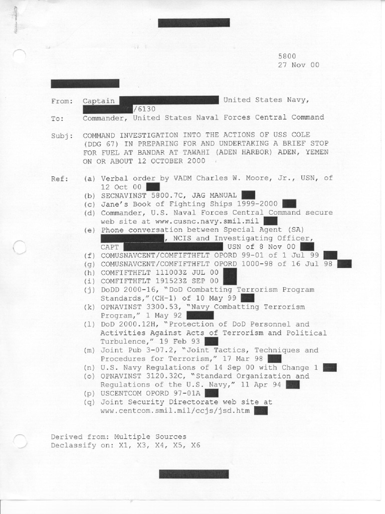 USS Cole Attack Investigation Report | PDF