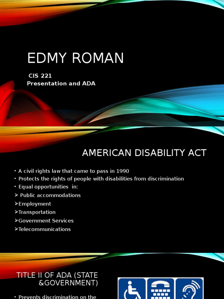 Ada - Presentation | PDF | Americans With Disabilities Act Of 1990