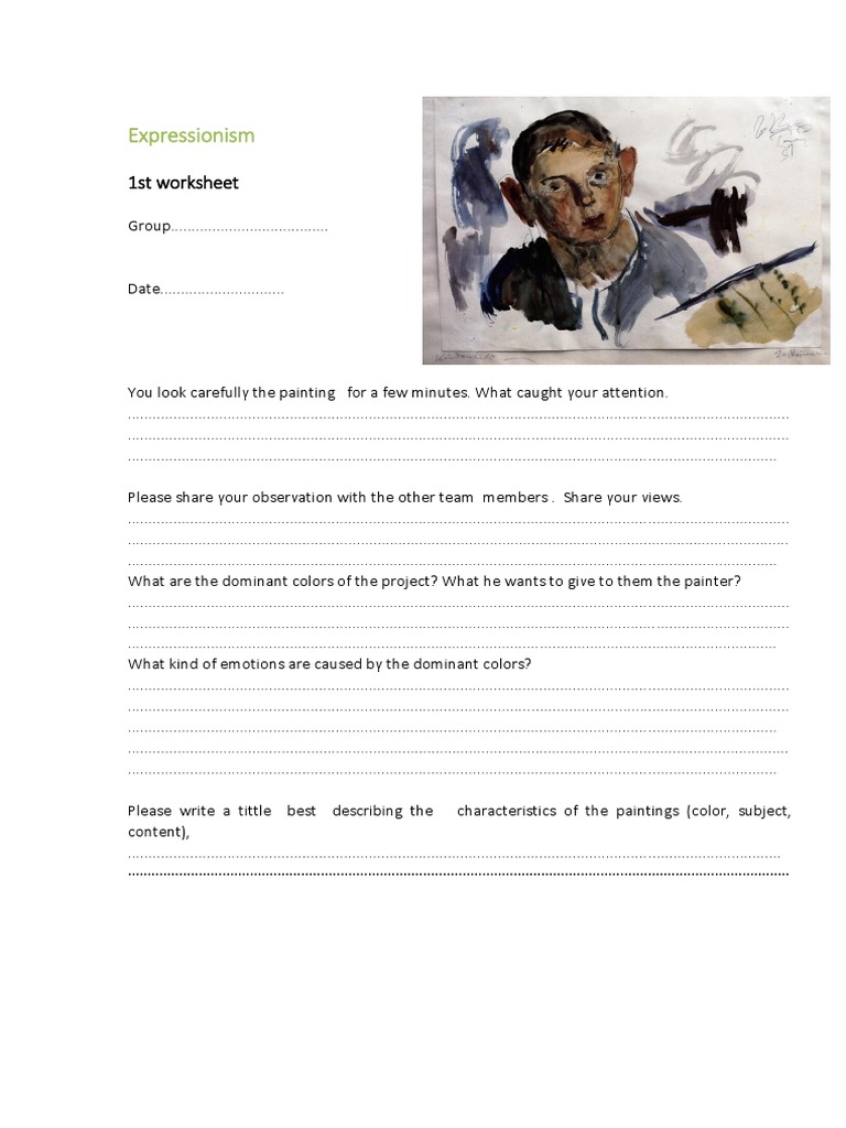 Expressionism Art Analysis Worksheets | PDF | Paintings | Plastic Arts