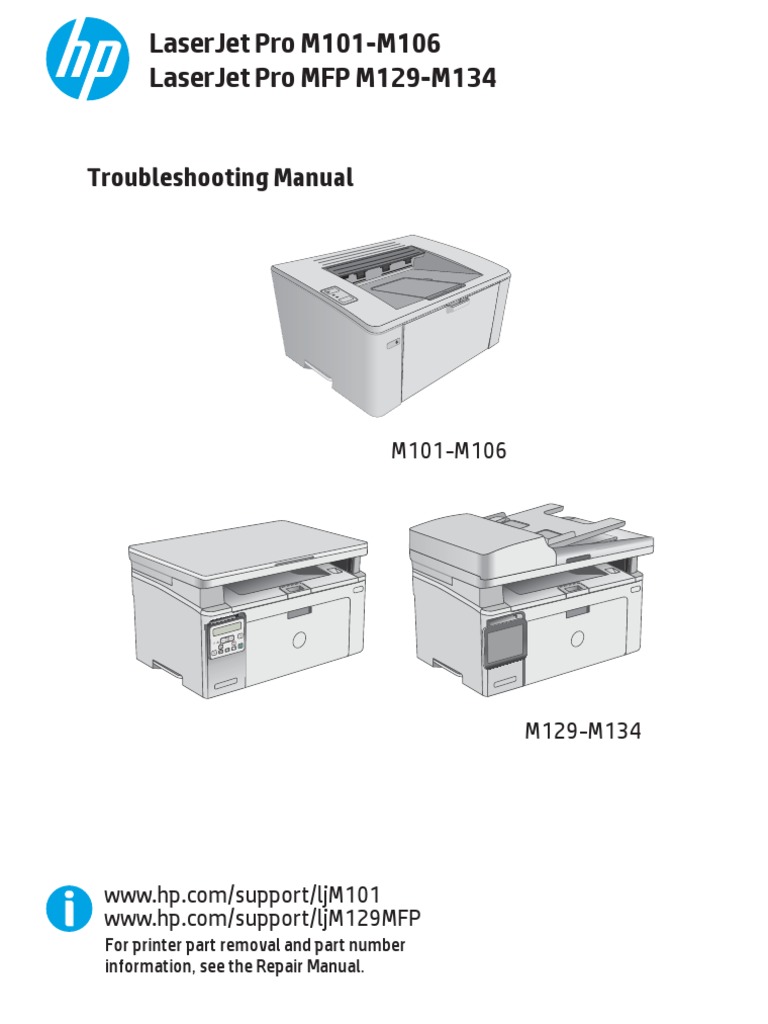 laserjet pro m101-m106 m129 m134 troubleshooting manual.pdf | Fax | Printer  (Computing)