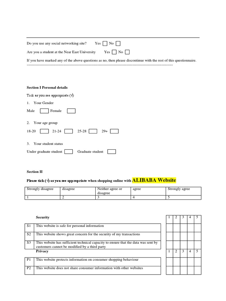 Consumer Trust Online Questionnaire A | PDF | Business | Internet