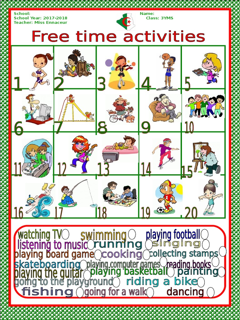 Free Time Activities Pdf Leisure