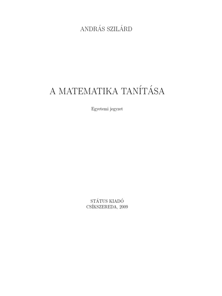 Andras Szilárd: A Matematika Tanítása | PDF