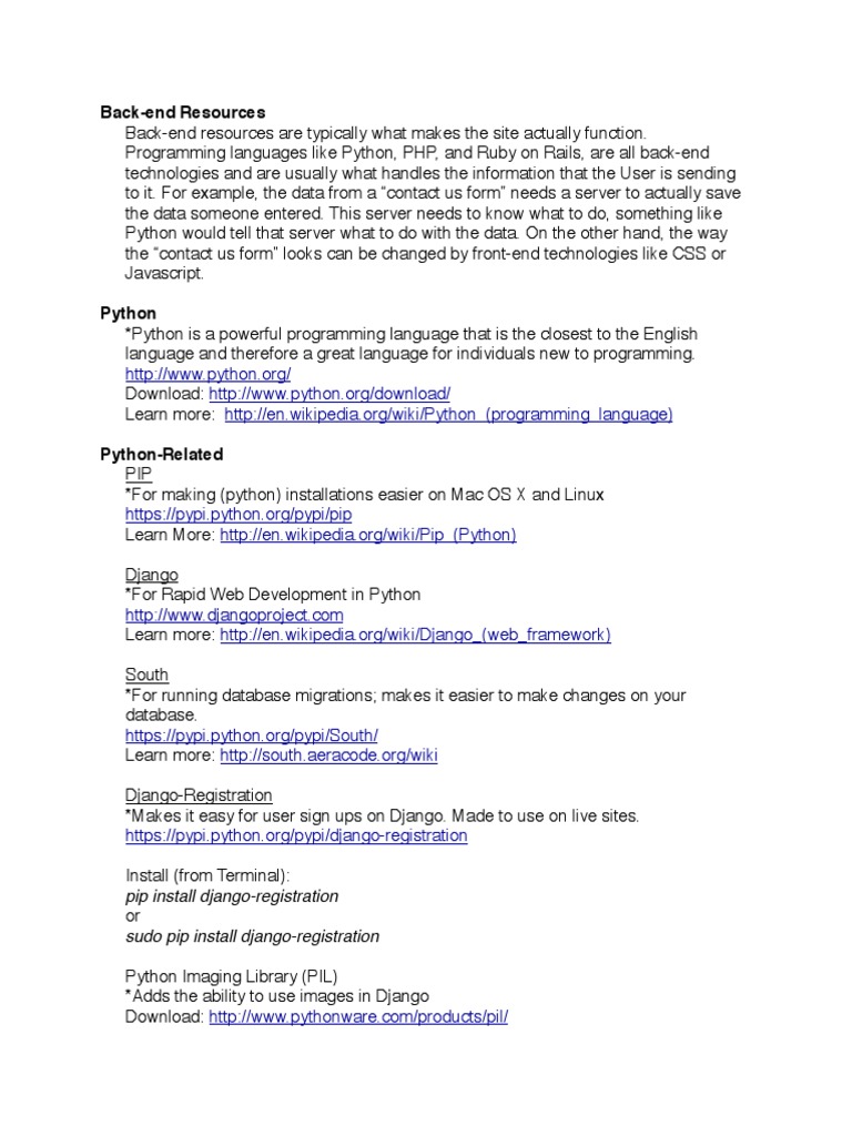 Python and Django Back-End Resources | PDF | J Query | Ruby On Rails