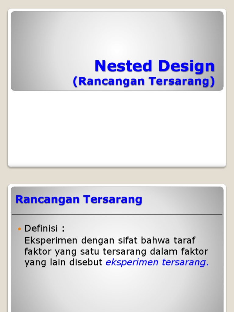 Nested Design (Rancangan Tersarang) | PDF