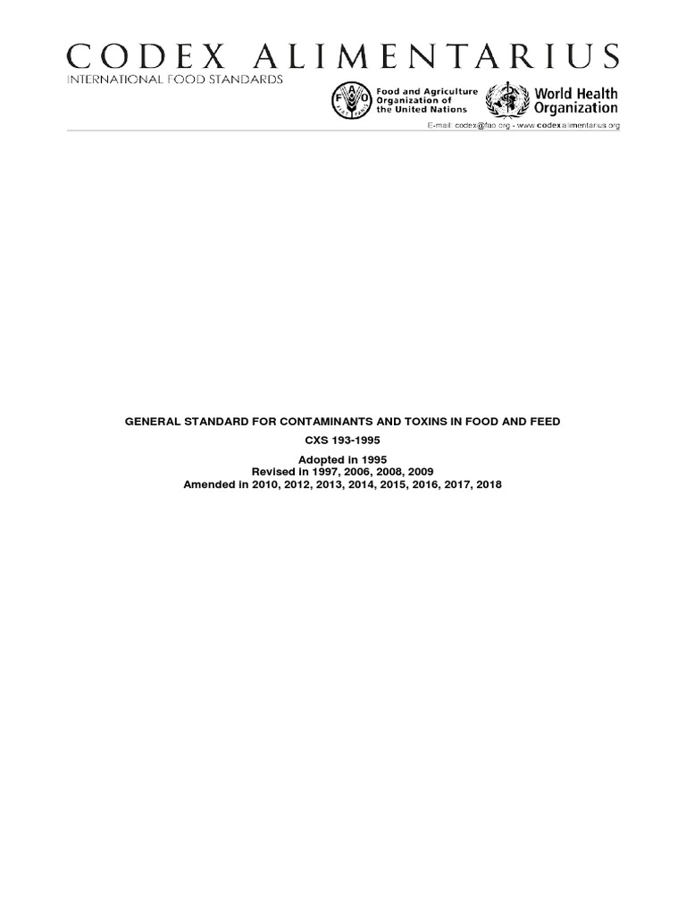 Codex Standard for Food Contaminants | PDF | Radioactive Contamination ...