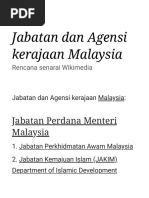 Jabatan Dan Agensi Kerajaan Malaysia - Wikipedia Bahasa Melayu, Ensiklopedia Bebas