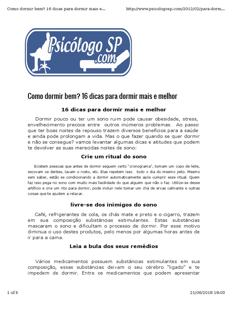 Como Dormir Bem 16 Dicas Para Dormir Mais E Melhor Pdf Dormir Chá