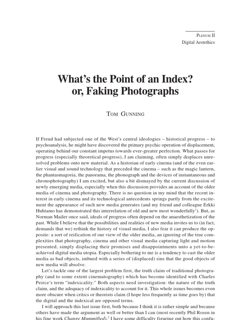 Understanding Indexicality in Photography | PDF | Photograph | Photo ...